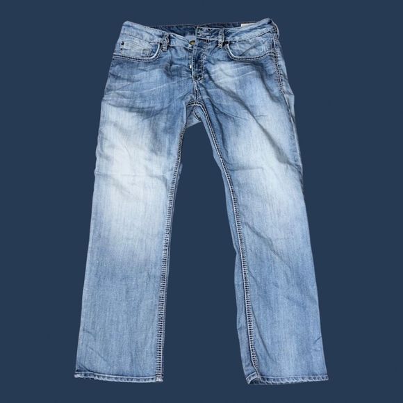 Mens Buffalo Six Distressed Straight Button Fly Jeans Size 36x30 - Picture 1 of 4